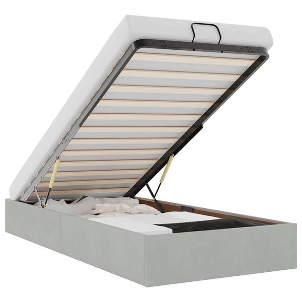vidaXL Ottoman Bed Frame No Colchão Cinzento Claro 100x200 cm Veludo
