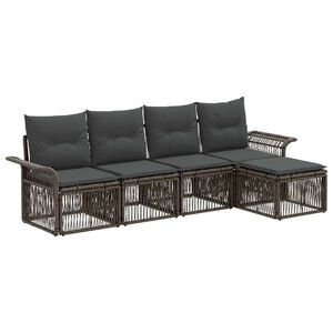 vidaXL Conjunto de Sof&aacute; de Jardim 5 unid. Cinzento vime PE