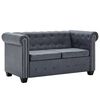 vidaXL Conjunto sof&aacute;s chesterfield camur&ccedil;a artificial cinzento