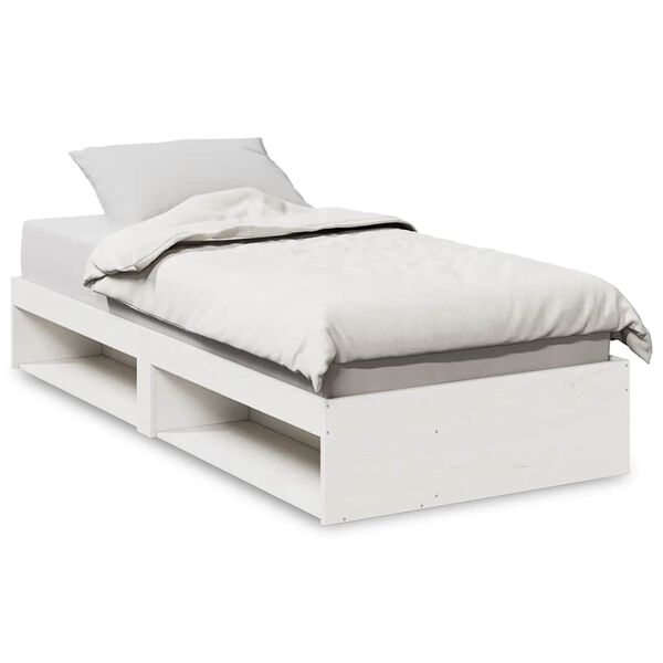 vidaXL Cama dia sem colch&atilde;o branco 100x200 cm pinho de madeira maci&ccedil;a