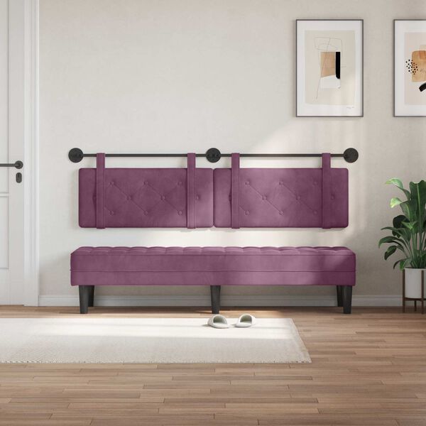 vidaXL Cabeceira Suspensa Roxo 190 x 55 x 5 cm Veludo