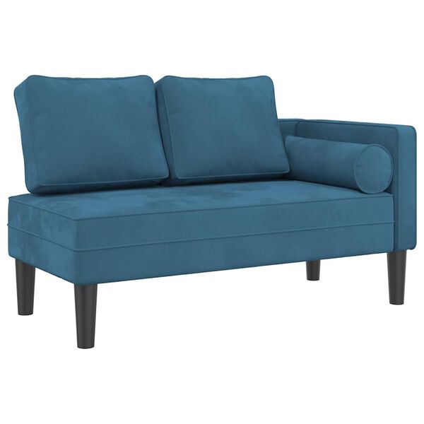vidaXL Chaise lounge com almofadões veludo azul