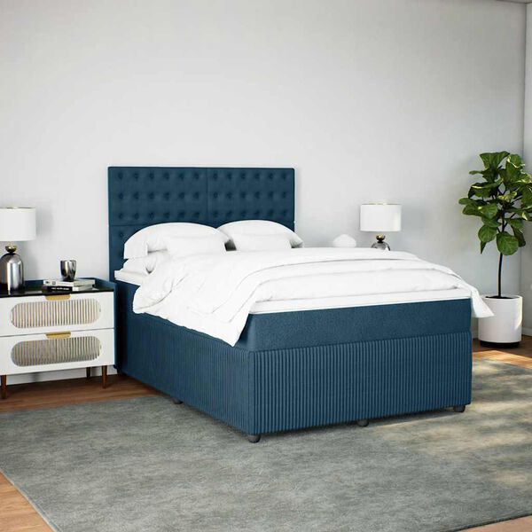 vidaXL Cama boxspring com colch&atilde;o 140x190 cm veludo azul