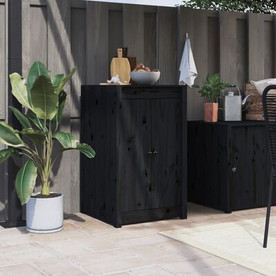 vidaXL Armário de cozinha para exterior madeira de pinho maciça preto