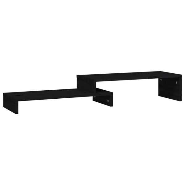 vidaXL Suporte para monitor (52-101)x22x14 cm pinho maci&ccedil;o preto