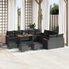 vidaXL Conjunto de Sof&aacute; de Jardim com almofada 14 pcs Preto vime PE