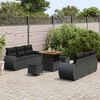 vidaXL Conjunto de Sof&aacute; de Jardim com almofada 9 pcs Preto vime PE