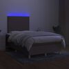 vidaXL Cama box spring colch&atilde;o/LED 120x200cm tecido cinza-acastanhado