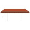 vidaXL Toldo retr&aacute;til autom&aacute;tico com postes 4x3 m laranja e castanho