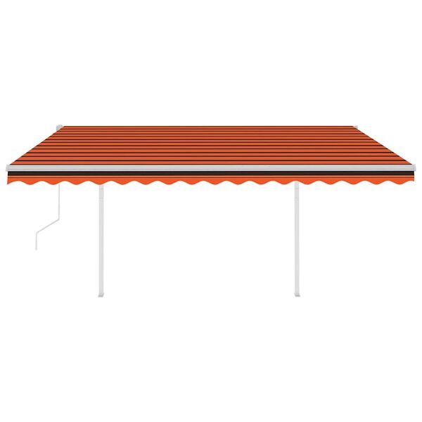vidaXL Toldo retr&aacute;til autom&aacute;tico com postes 4x3 m laranja e castanho