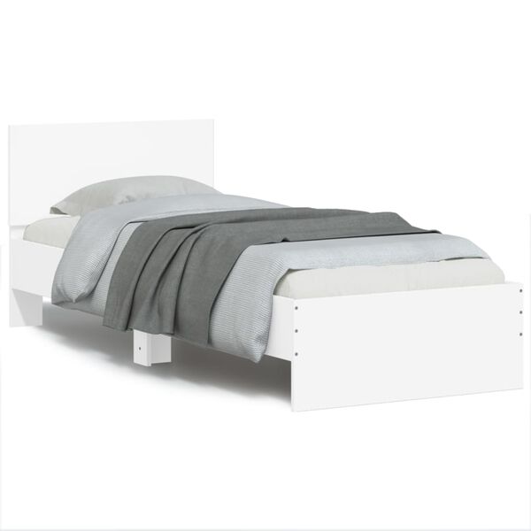vidaXL Estrutura de cama com cabeceira e luzes LED 90x200 cm branco