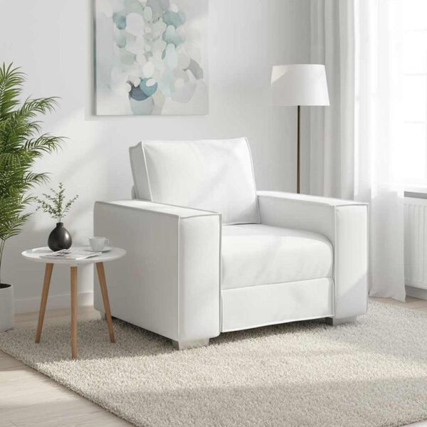 vidaXL Cadeira Sofa Branco 100 cm Couro Sint&eacute;tico