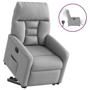 vidaXL Poltrona reclin&aacute;vel elevat&oacute;ria el&eacute;trica tecido cinzento-claro