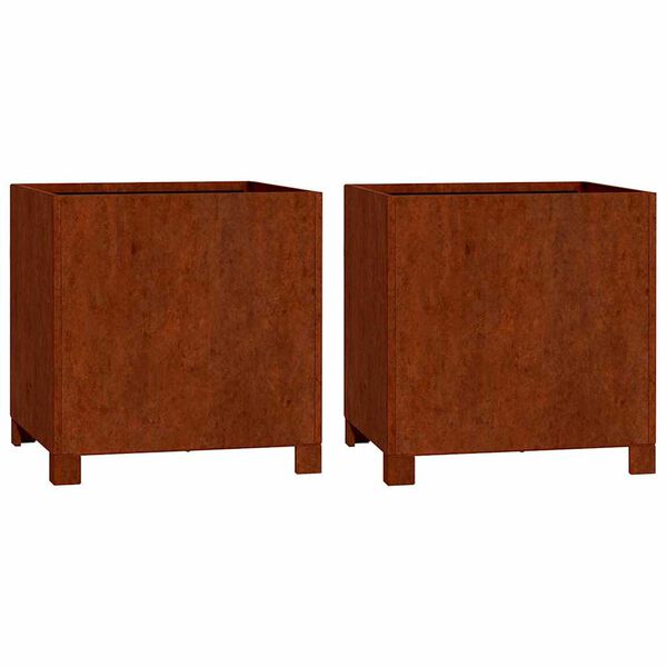 vidaXL Vasos/floreira c/ pernas 2pcs 40x40x40cm a&ccedil;o corten enferrujado