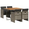 vidaXL 5 pcs conjunto de jantar p/ jardim c/ almofad&otilde;es vime PE cinza
