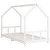 vidaXL Estrutura de cama infantil 90x190 cm pinho maci&ccedil;o branco