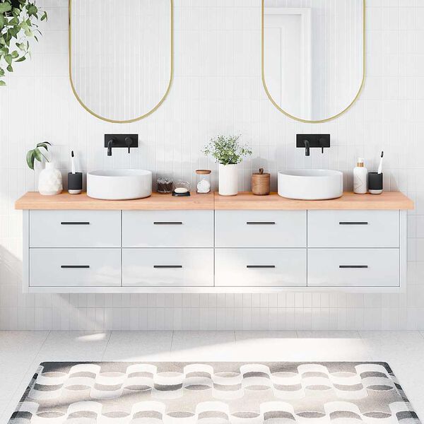 vidaXL Bancada p/ WC 220x40x(2-6) cm madeira maci&ccedil;a tratada castanho