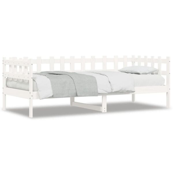vidaXL Sof&aacute;-cama sem colch&atilde;o 90x190 cm madeira de pinho maci&ccedil;a branco