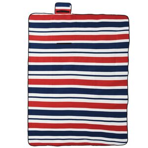 vidaXL Manta piquenique dobr&aacute;vel 200x150cm veludo riscas vermelho/azul