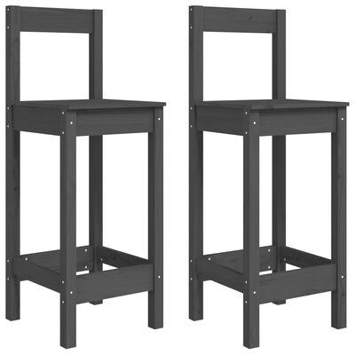 vidaXL Cadeiras de bar 2 pcs 40x41,5x112 cm pinho maciço cinzento
