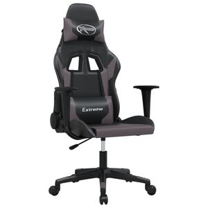 vidaXL Cadeira gaming massagens couro artificial preto e cinzento