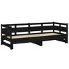 vidaXL Estrutura sof&aacute;-cama de puxar pinho maci&ccedil;o preto 2x(90x190) cm