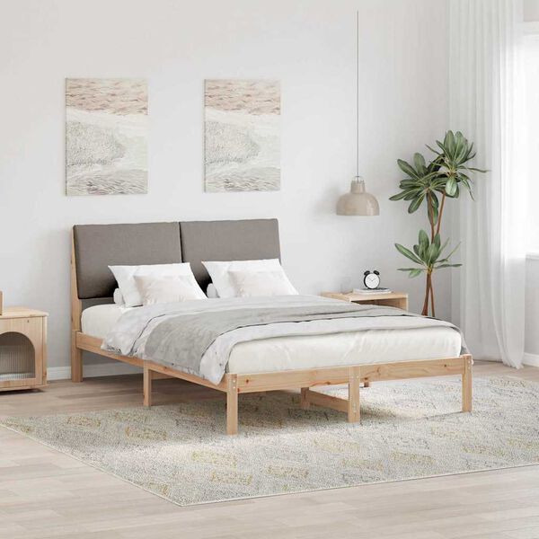 vidaXL Estrutura da cama com cabeceira Marrom e taupe 160 x 200 cm