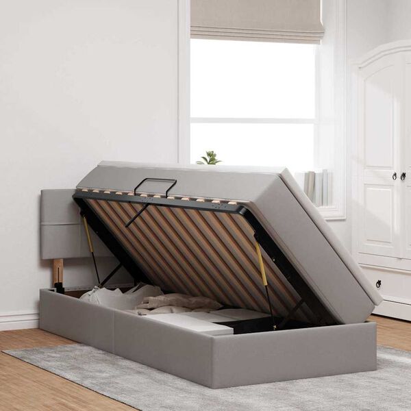 vidaXL Cama com arruma&ccedil;&atilde;o e colch&atilde;o Cinzento-acastanhado 90 x 200 cm