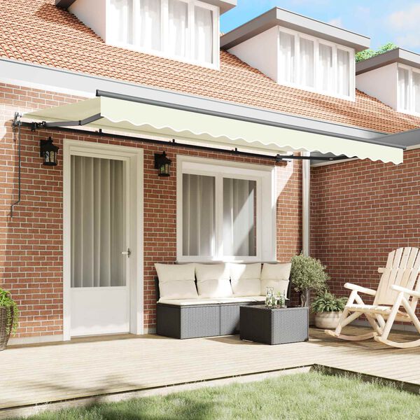 vidaXL Toldo Retr&aacute;til Creme 350 x 200 cm tecido