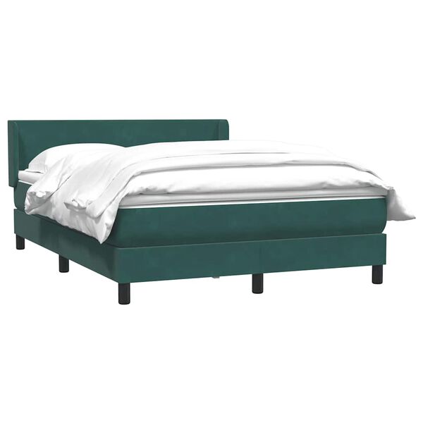 vidaXL Cama com molas/colch&atilde;o 160x220 cm veludo verde-escuro
