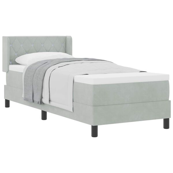 vidaXL Cama Box com colch&atilde;o Cinzento-claro 200 x 80 cm Veludo