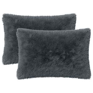 vidaXL Almofada com travesseiro HEERLEN 2 unid. Antracite Fleece PV