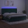 vidaXL Cama box spring c/ colch&atilde;o/LED 200x200 cm veludo verde-escuro