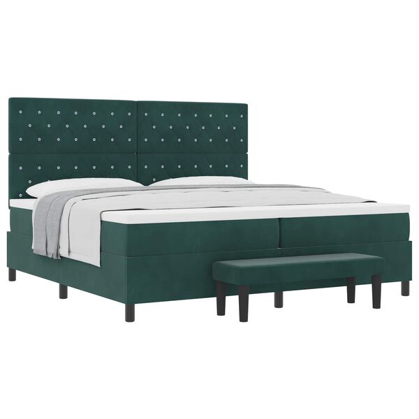 vidaXL Cama Box com colch&atilde;o Verde-escuro 200 x 200 cm Veludo