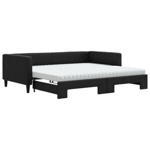 vidaXL Sof&aacute;-cama com gavet&atilde;o e colch&otilde;es 100x200 cm tecido preto