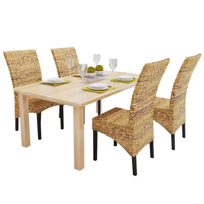 vidaXL Cadeiras de jantar 4 pcs abacá e madeira de mangueira maciça