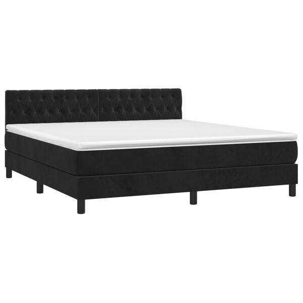 vidaXL Cama box spring c/ colch&atilde;o/LED 160x200 cm veludo preto