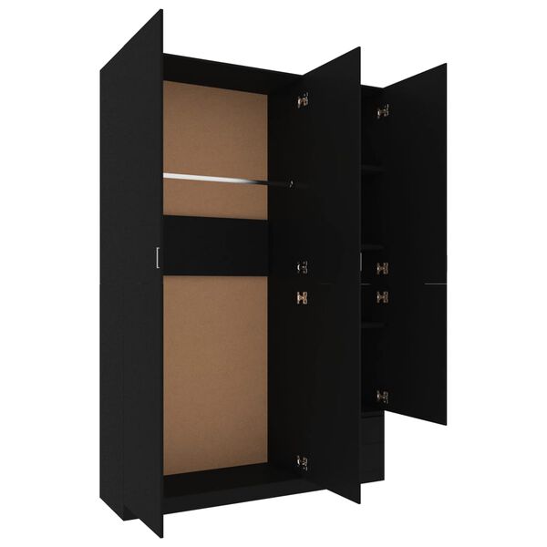 vidaXL Roupeiro 3 portas 120x50x180 cm contraplacado preto