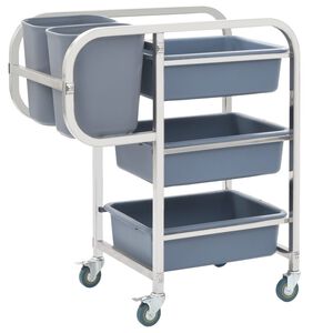 vidaXL Carrinho de cozinha com recipientes de pl&aacute;stico 82x43,5x93 cm