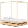 vidaXL Estrutura de cama p/ dossel c/ 4 gavetas 140x200cm pinho maci&ccedil;o