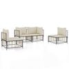 vidaXL 4 pcs conjunto lounge de jardim c/ almofad&otilde;es vime PE antracite