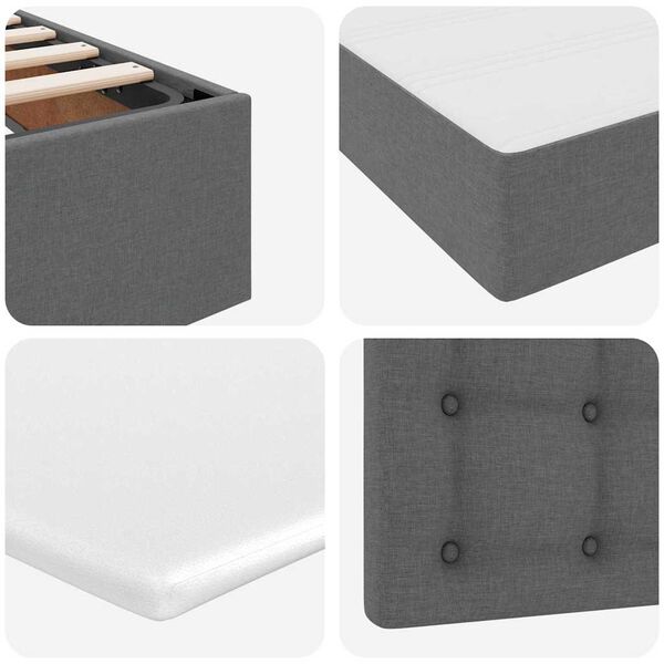 vidaXL Cama com arruma&ccedil;&atilde;o e LED Cinza Escuro 90 x 200 cm Poli&eacute;ster