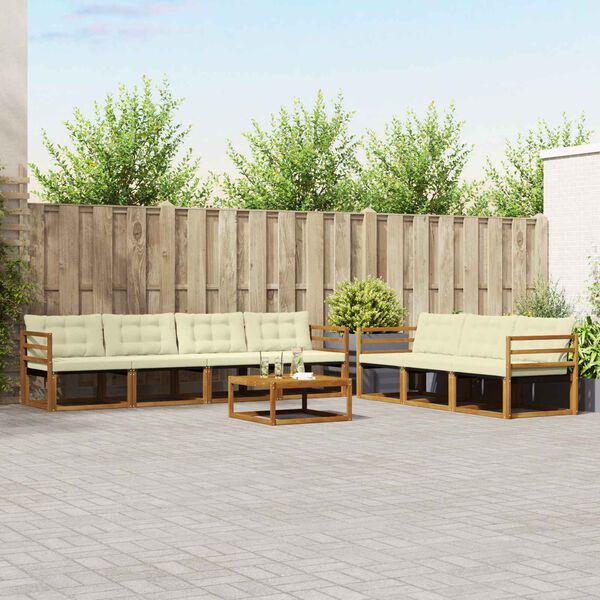 vidaXL Conjunto de Sof&aacute;s para Exterior 8 pcs Natural e Creme