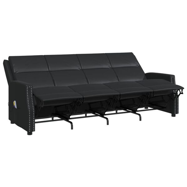 vidaXL Poltrona massagens 4 assentos reclinável couro artificial preto