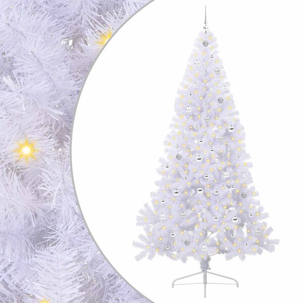 vidaXL &Aacute;rvore de Natal Artificial com 300 LEDs Branco 240 cm PVC e A&ccedil;o