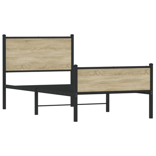 vidaXL Estrutura de cama sem colchão 107x203 cm metal carvalho sonoma