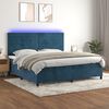 vidaXL Cama box spring c/ colch&atilde;o/LED 200x200 cm veludo azul-escuro