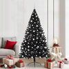 vidaXL &Aacute;rvore de Natal Artificial Pr&eacute;-iluminada Preto 210 cm PVC