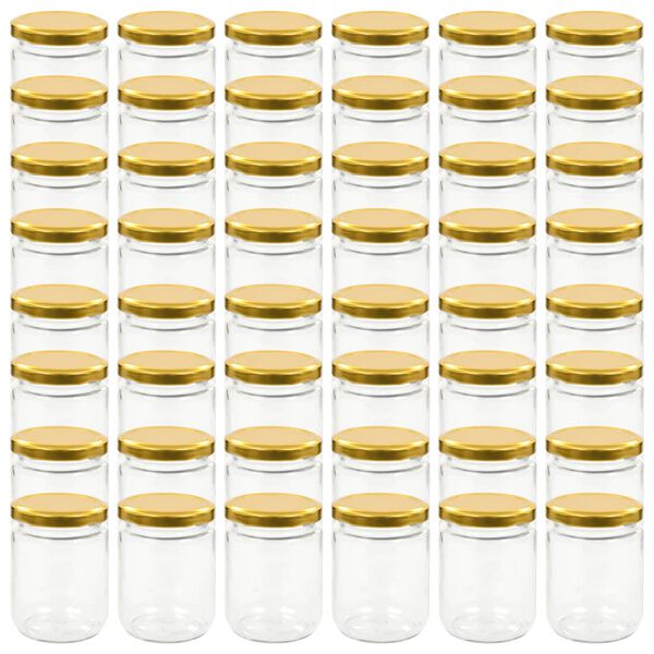 vidaXL Frascos de vidro com tampas douradas 48 pcs 230 ml