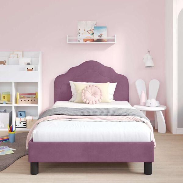 vidaXL Estrutura de Cama Infantil com Cabeceira Roxo 90 x 200 cm